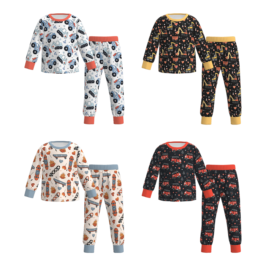 (Pre Order)Boys Valentine's Day Excavator Print Pajamas
