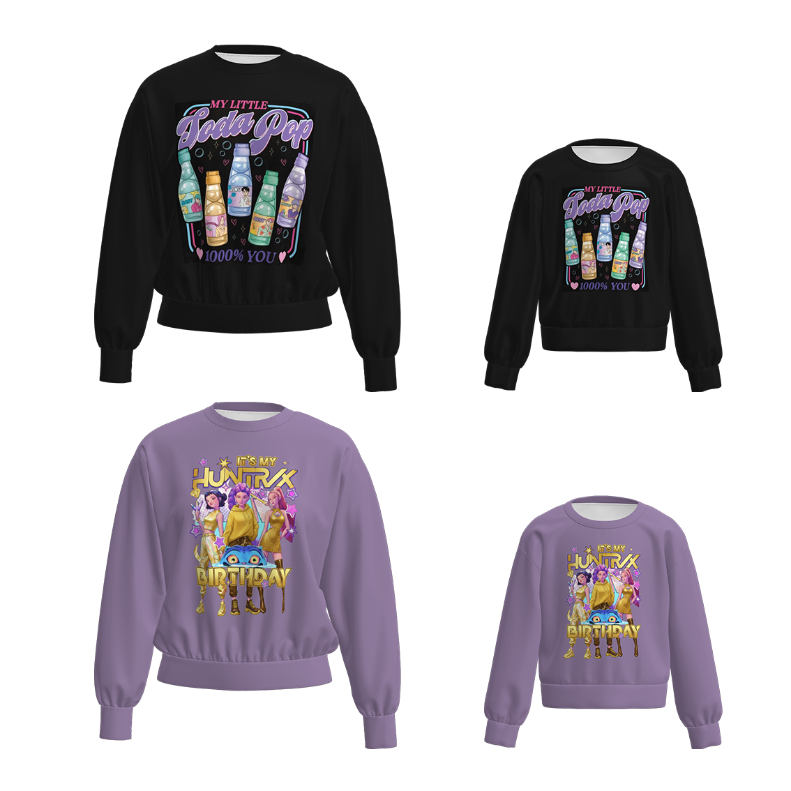 (Pre Order)Mommy and Me Movie Character Print Sweatshirt