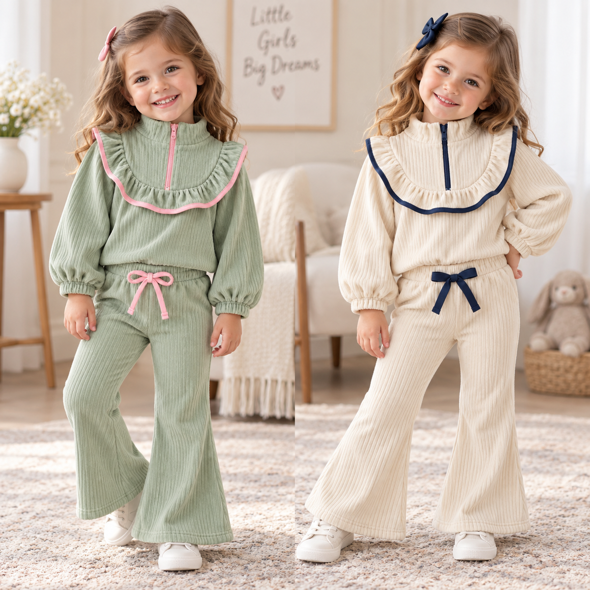 (Pre Order 2 Weeks)Girls Fall Corduroy Ruffle Outfit Set