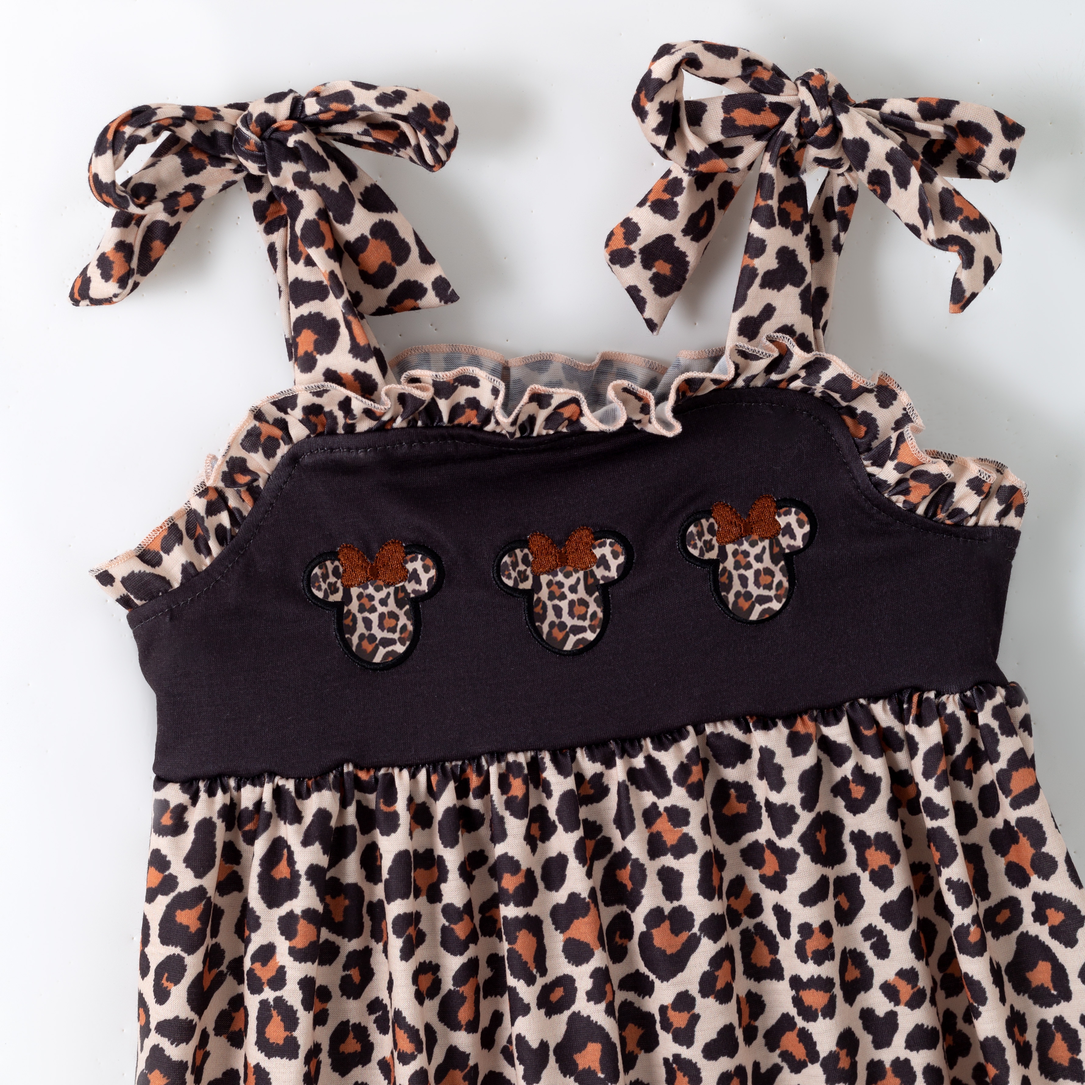 (Pre Order,Prepack Zone)Family Cartoon Applique Leopard Print Dress&Romper(Mix Size)