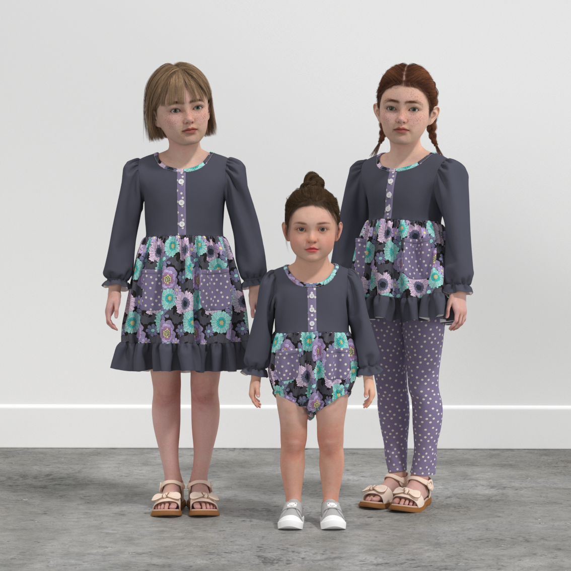 (Pre Order)Family Fall Floral Print Dress,Set&Romper