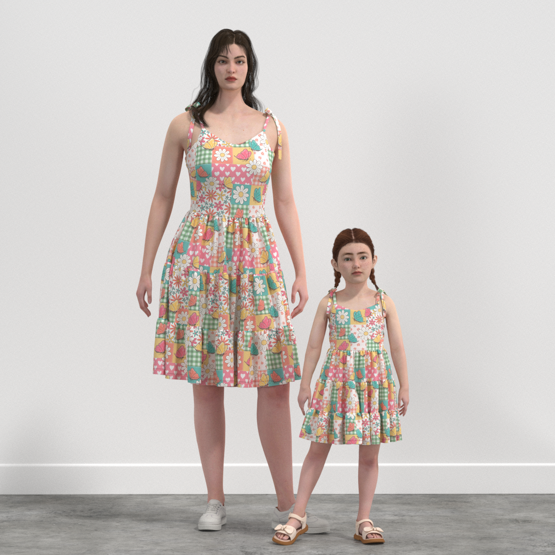 (Pre Order)Mommy and Me Spring&Summer Floral Print Slip Dress