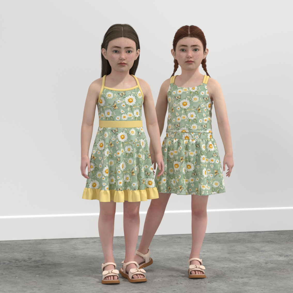 (Pre Order)Girls Spring and Summer Print Skort Dress