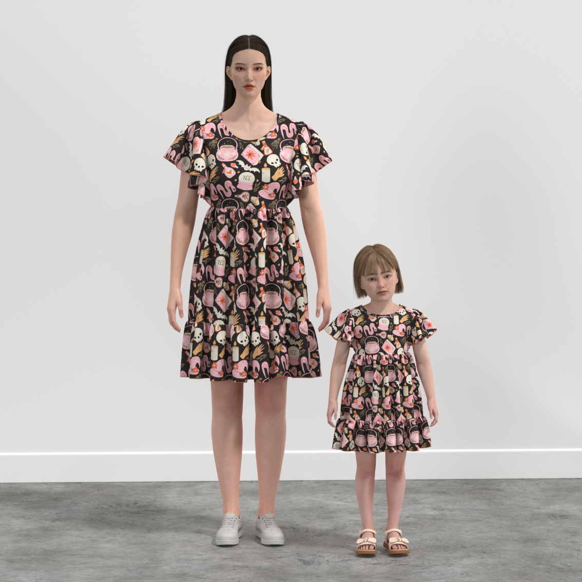 (Pre Order)Mommy and Me Halloween Print Dress