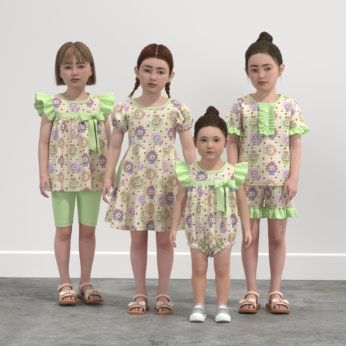 (Pre Order)Family Spring&Summer Print Dress,Set,Pajamas&Romper