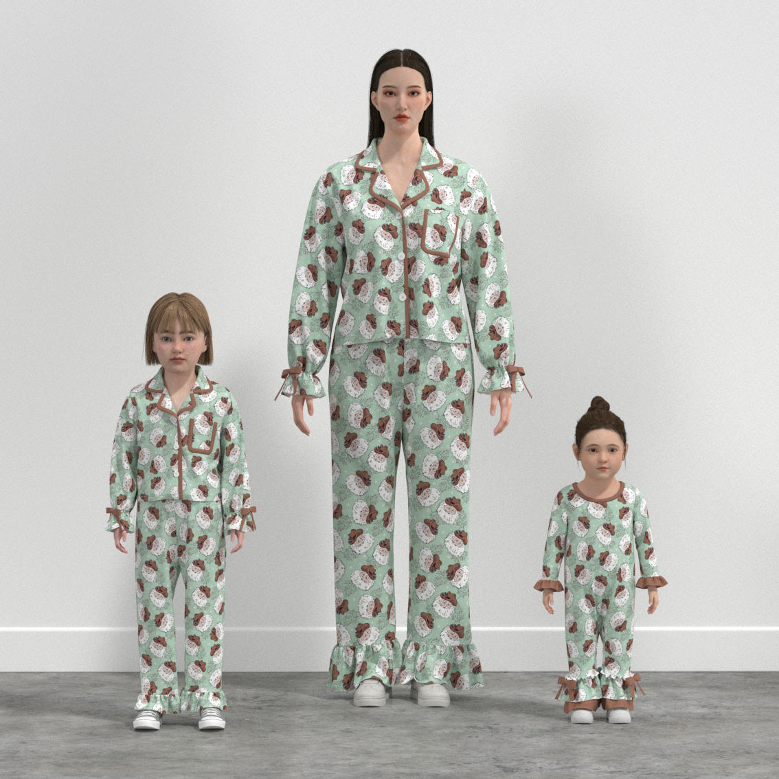 (Pre Order)Family Christmas Santa Claus Print Pajamas&Romper