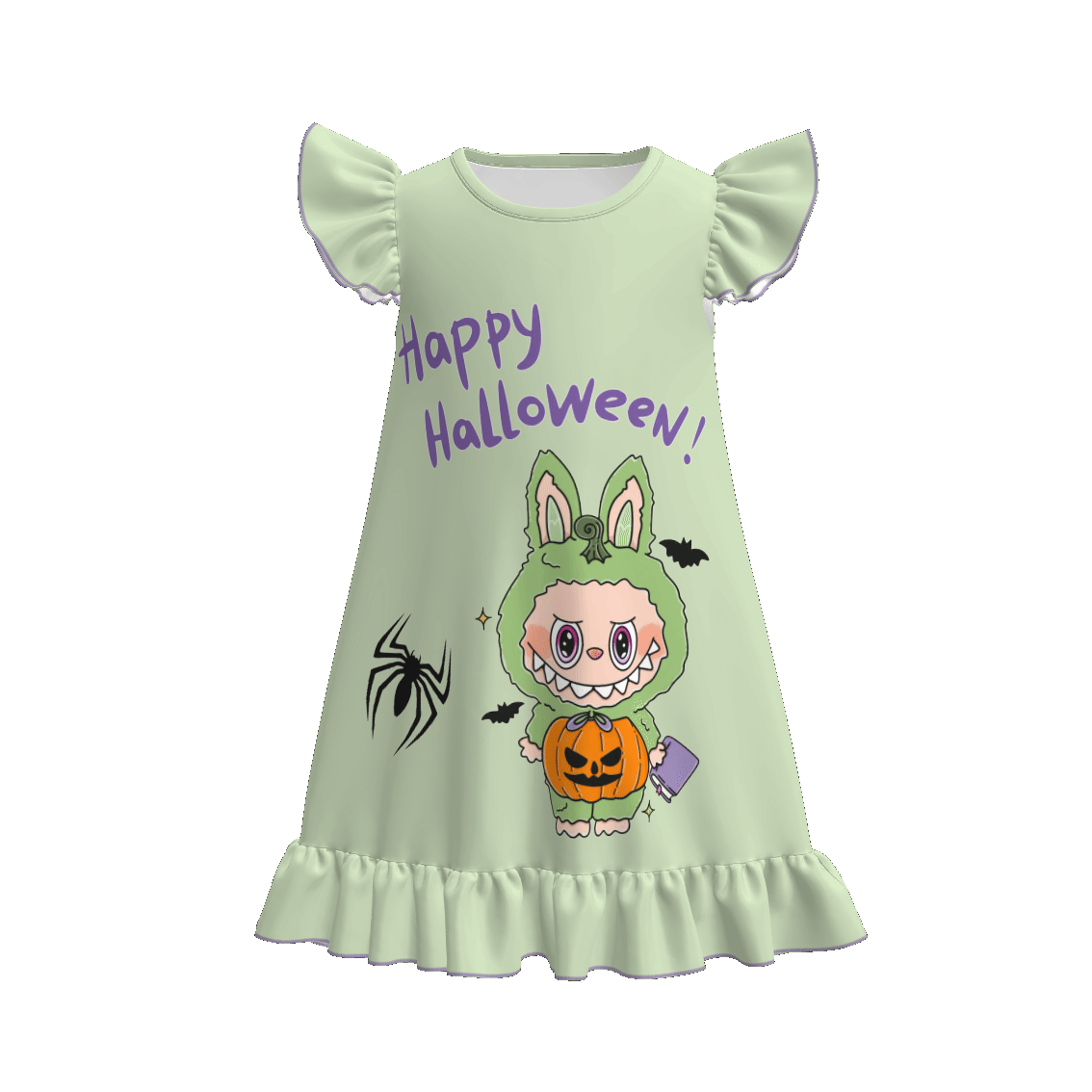 (Pre Order)Girls Halloween Cartoon Print Pajamas