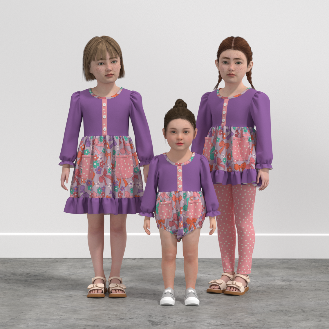 (Pre Order)Family Fall Bow Print Dress,Set&Romper