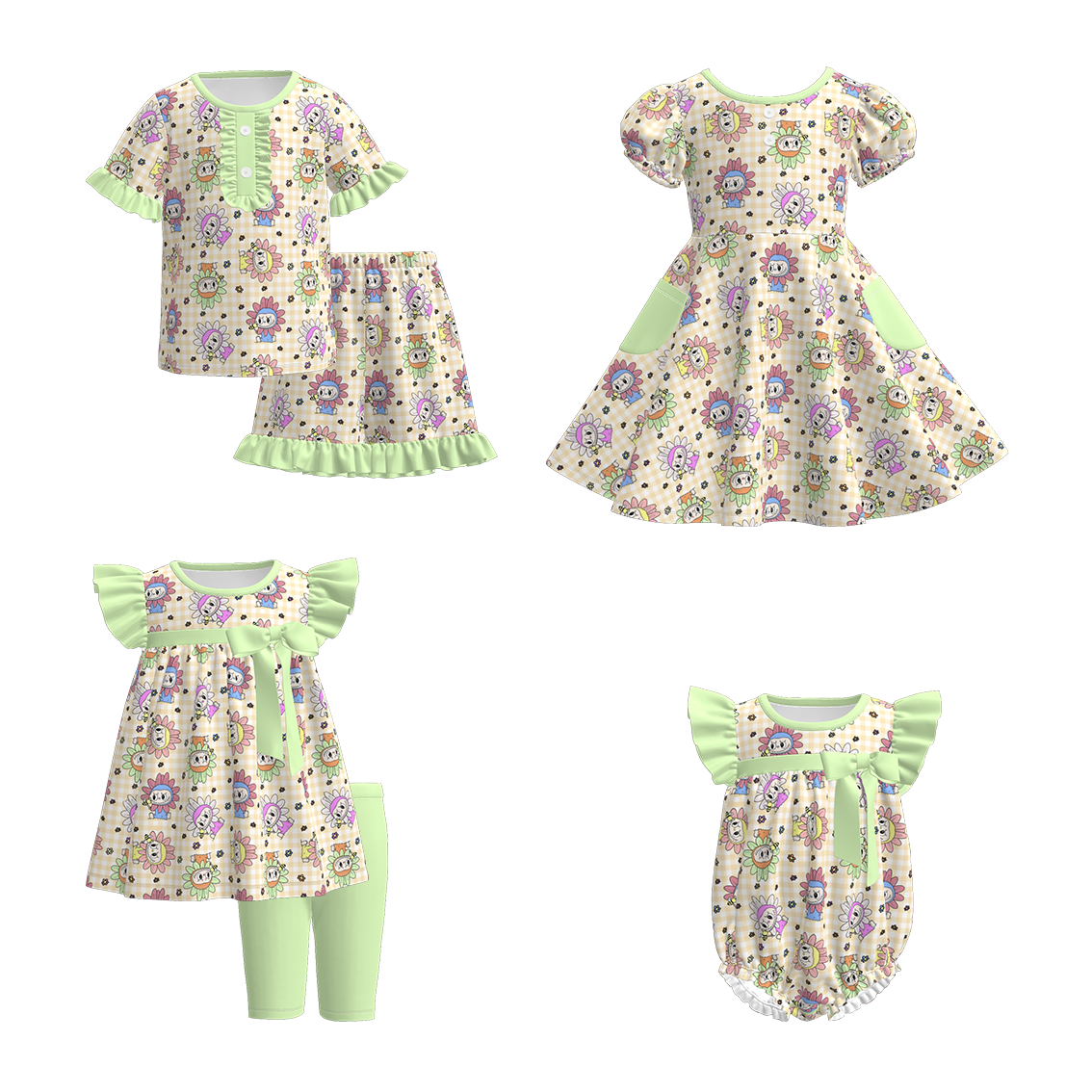 (Pre Order)Family Spring&Summer Print Dress,Set,Pajamas&Romper