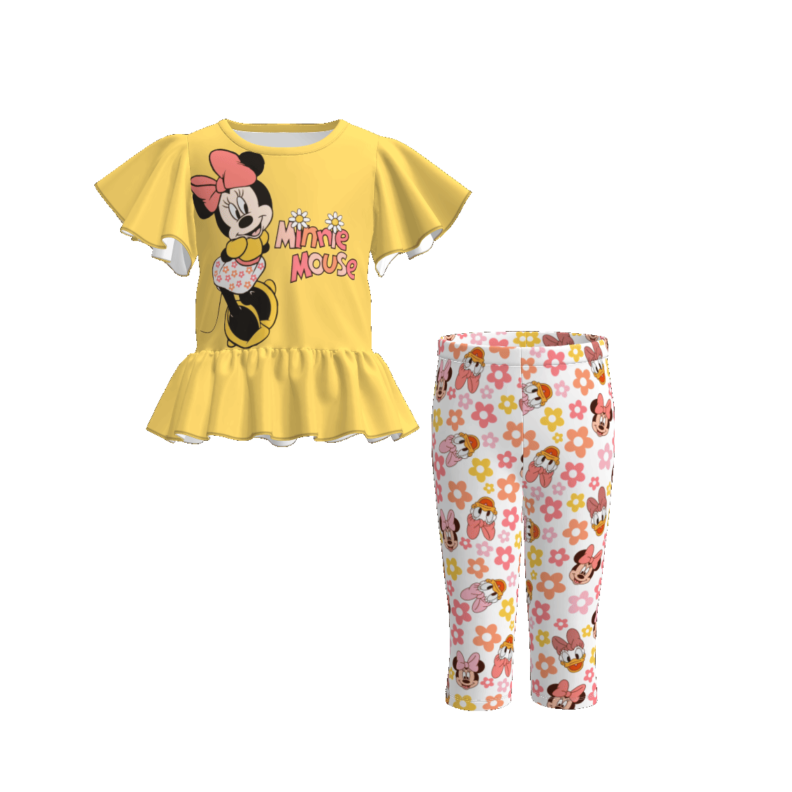 (Pre Order)Girls Spring and Summer Cartoon Print Outfit Set