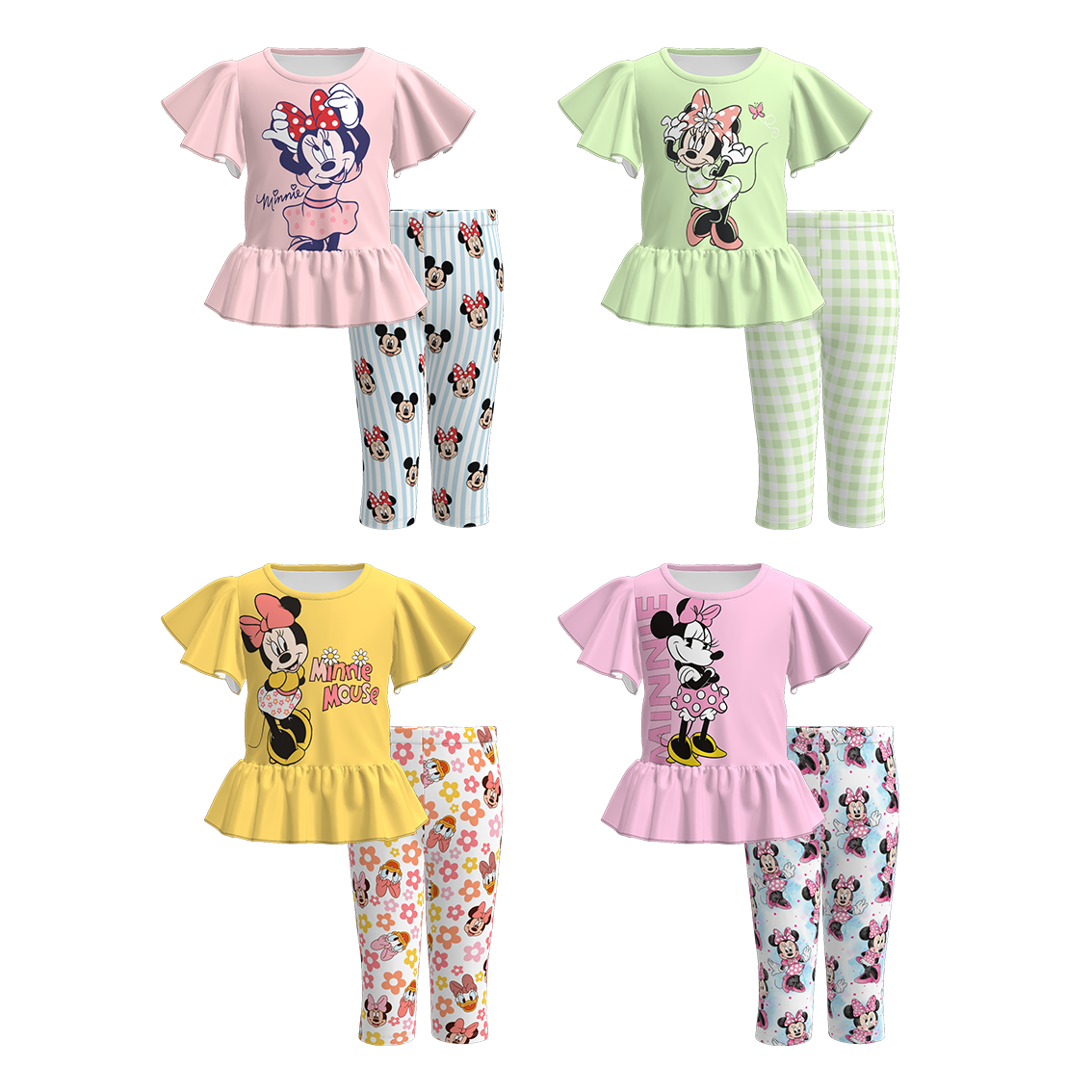 (Pre Order)Girls Spring and Summer Cartoon Print Outfit Set