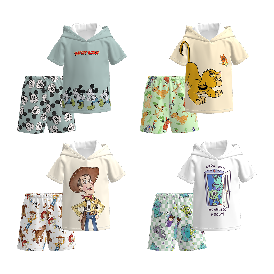 (Pre Order)Boys Spring and Summer Cartoon Print Hoodie Set