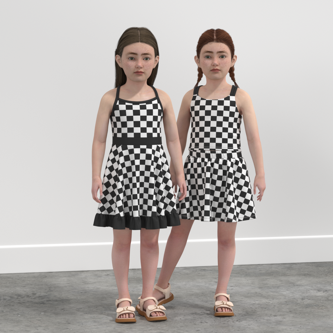 (Pre Order)Girls Spring and Summer Plaid Skort Dress