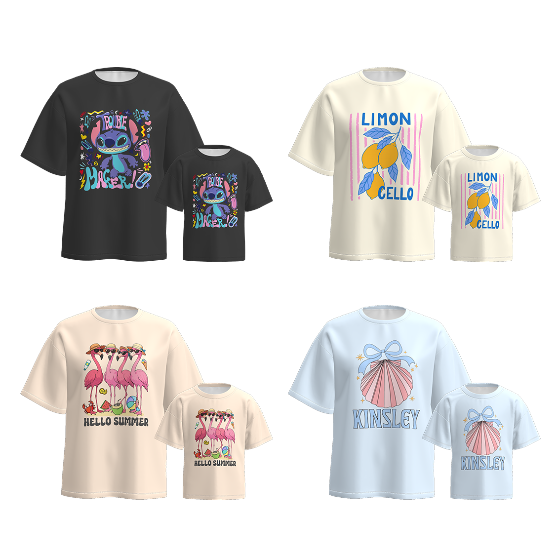 (Pre Order)Mommy and Me Spring and Summer Cartoon Print Top