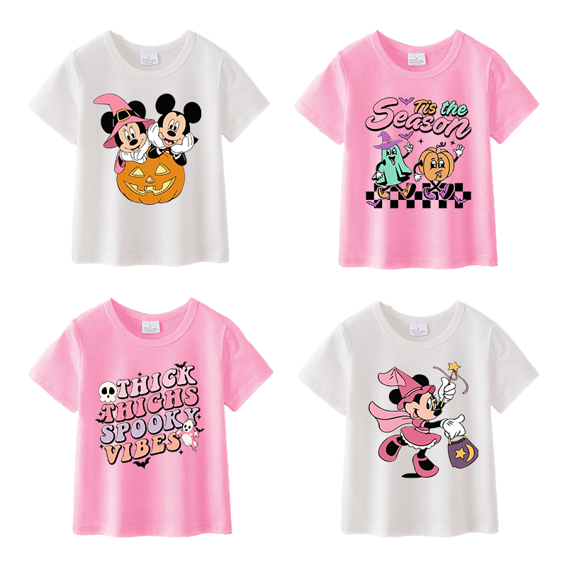 (Pre Order)Girls Spring and Summer Cartoon Print Cotton Top