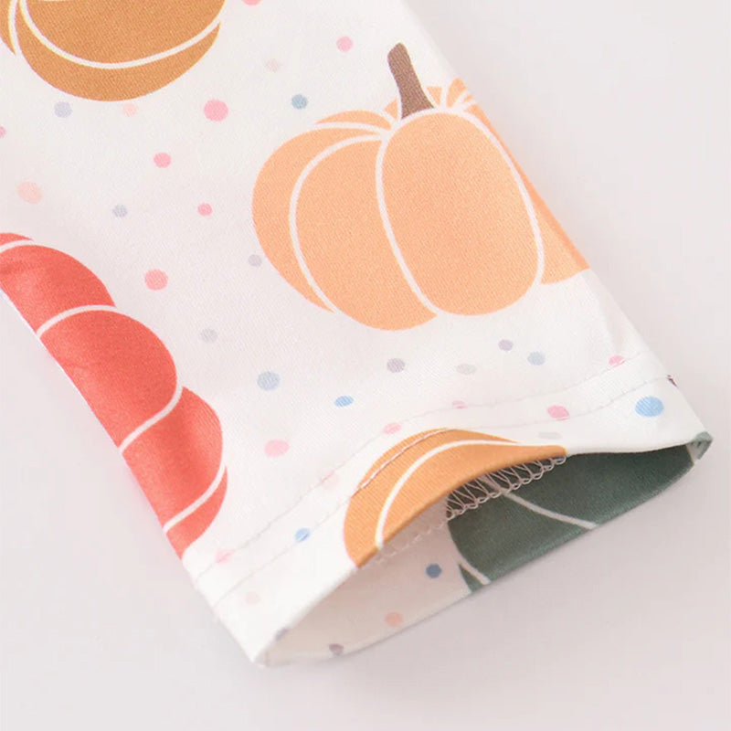 (In Stock)Girls Thanksgiving Pumpkin Print Dress