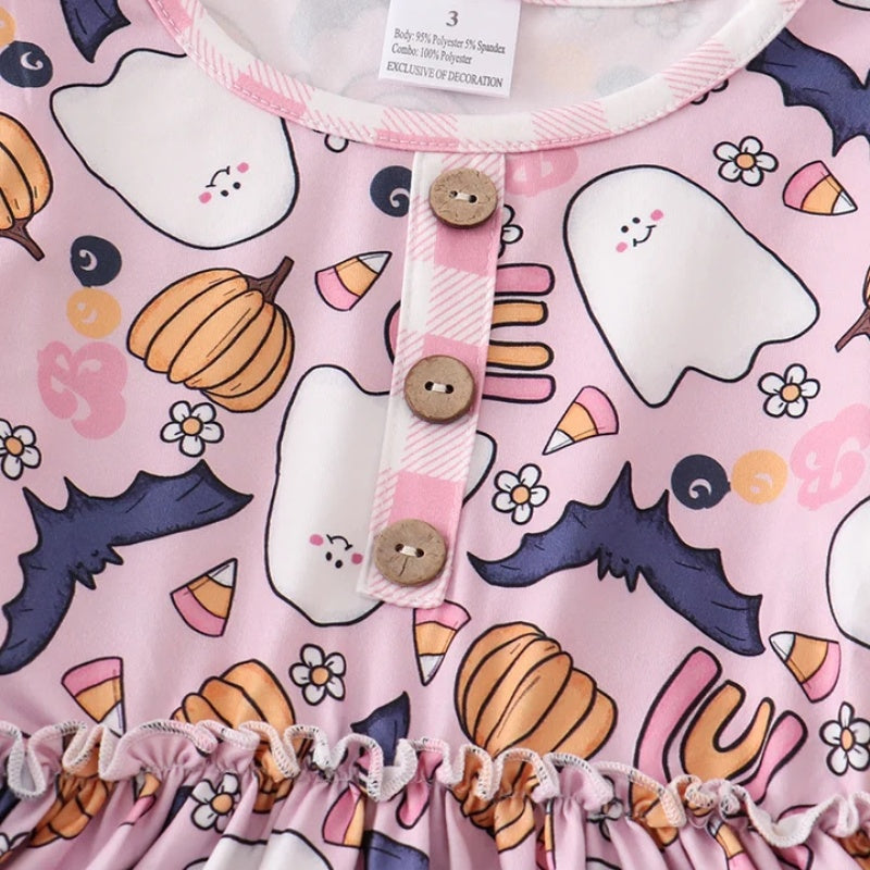 (In Stock G14-01-01)Girls Halloween Print Dress