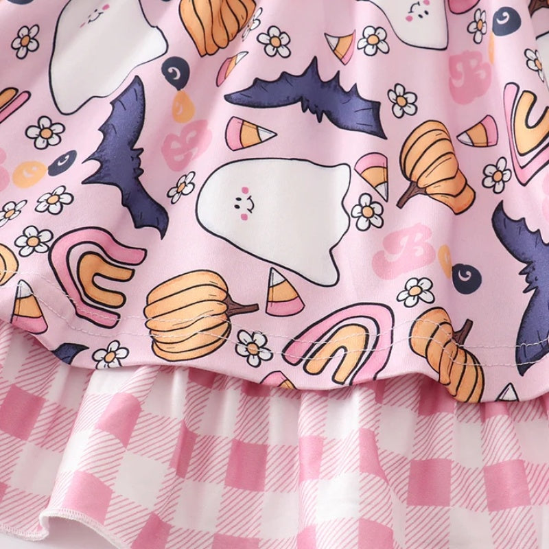 (In Stock G14-01-01)Girls Halloween Print Dress
