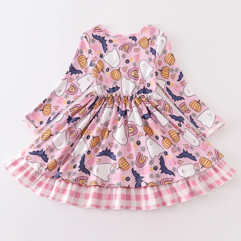 (In Stock G14-01-01)Girls Halloween Print Dress