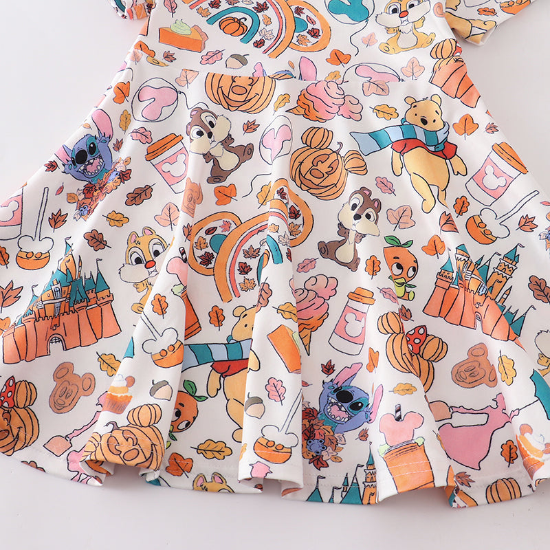 (Pre Order)Girls Halloween Print Dress&Top