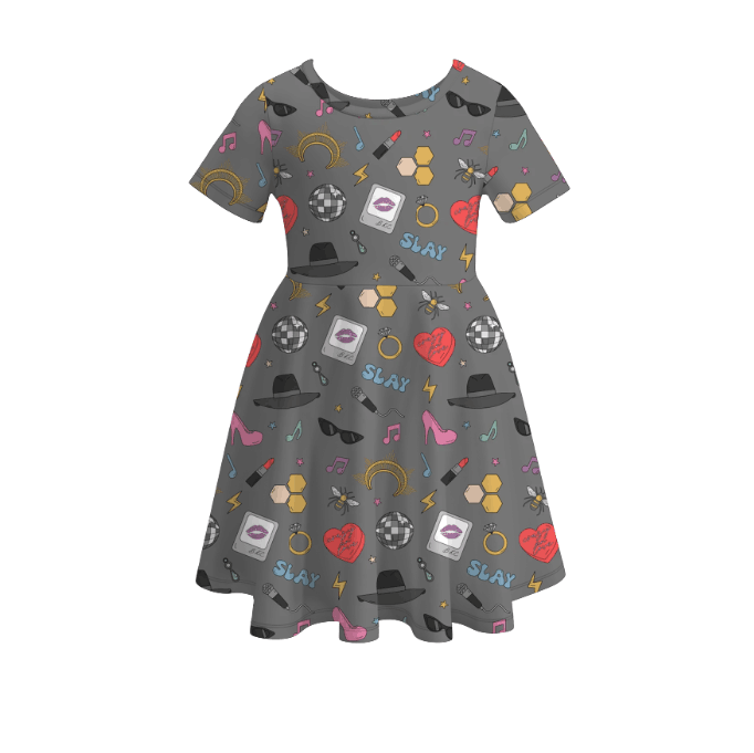 (Pre Order)girls TS print twirl dress
