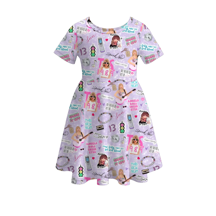 (Pre Order)girls TS print twirl dress