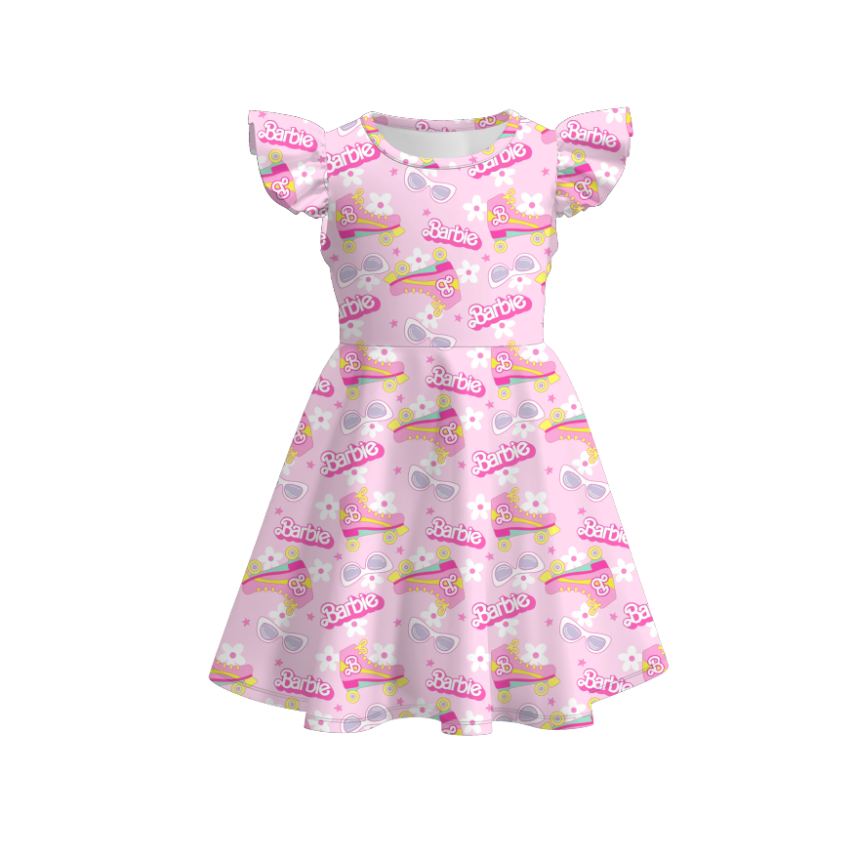 (Pre Order)Girls Character Print Flying Sleeves Dress