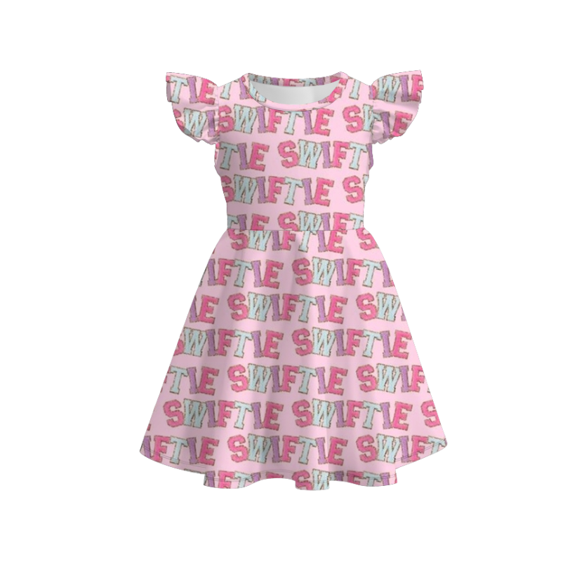 (Pre Order)Girls Character Print Flying Sleeves Dress