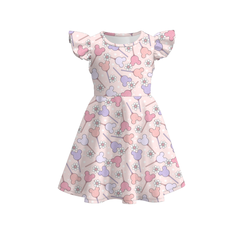 (Pre Order)Girls Character Print Flying Sleeves Dress