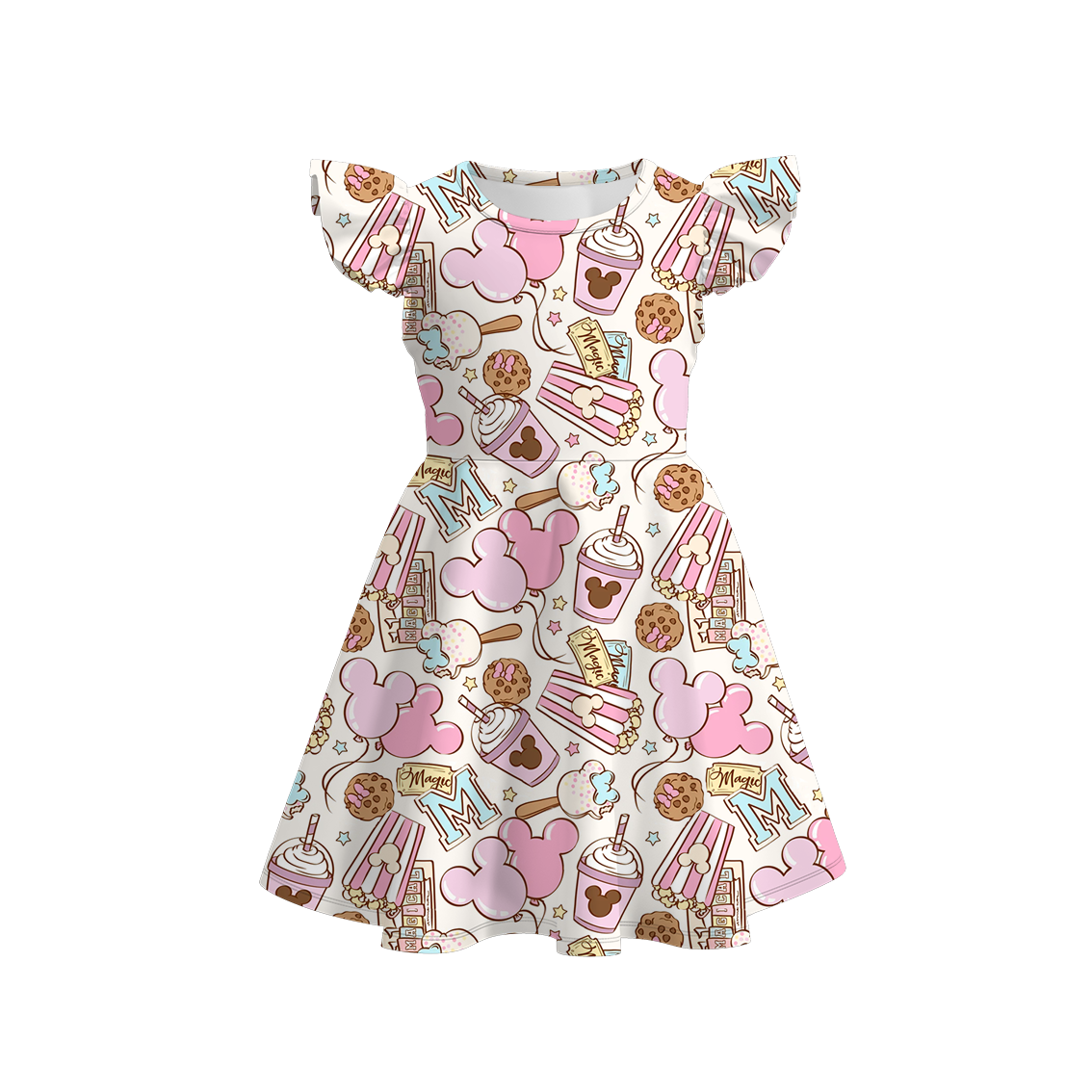(Pre Order)Girls Summer Character Ruffle Sleeves Dress