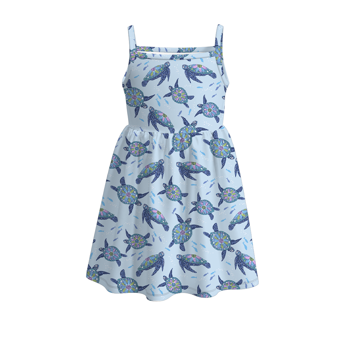 (Pre Order)Girls Summer Sea Turtle Print Dress
