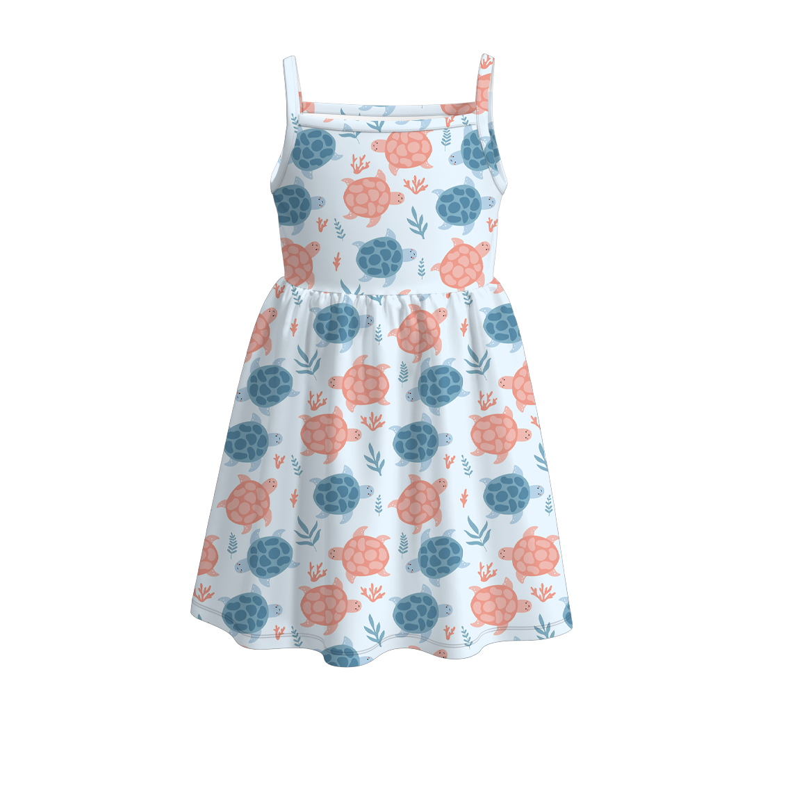 (Pre Order)Girls Summer Sea Turtle Print Dress