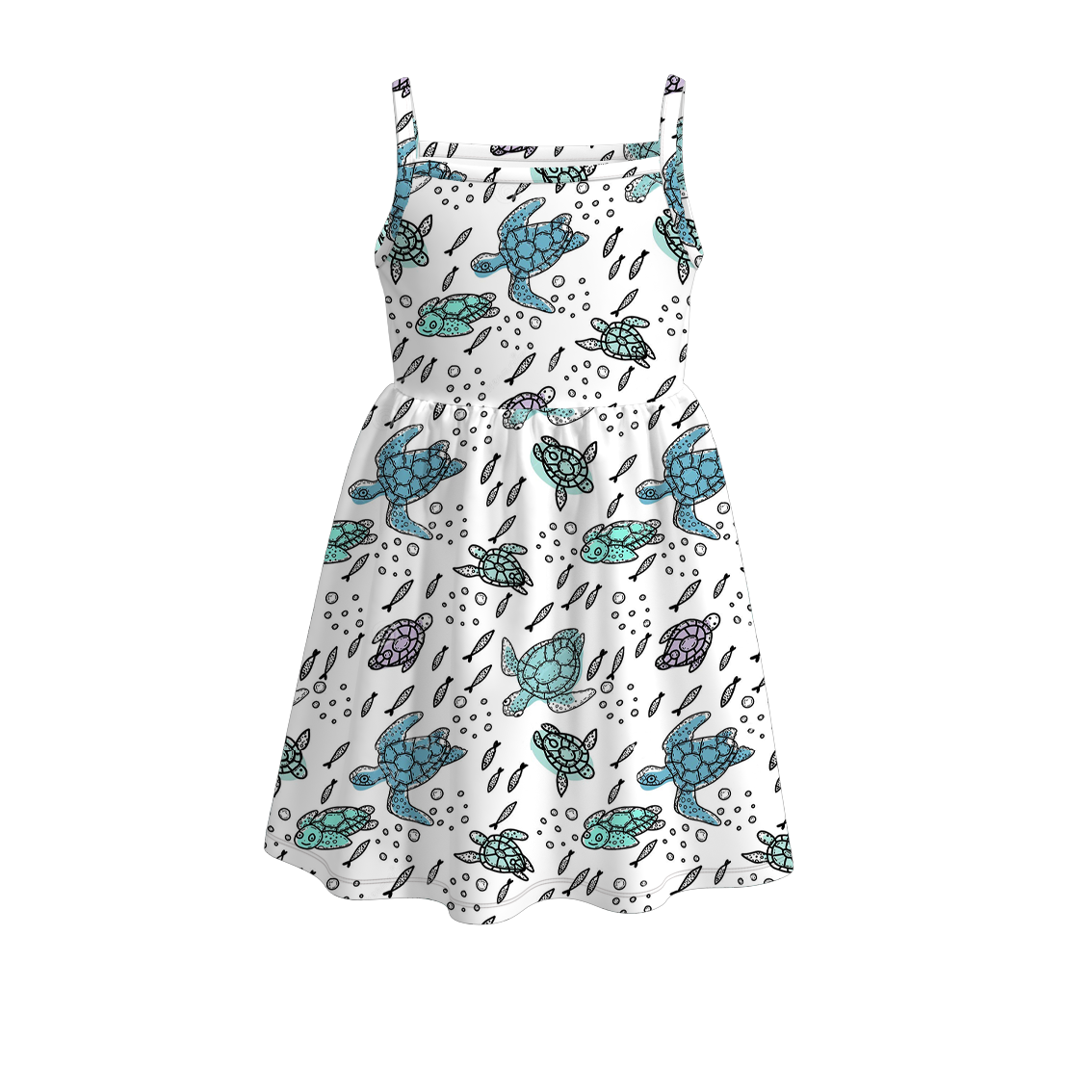 (Pre Order)Girls Summer Sea Turtle Print Dress