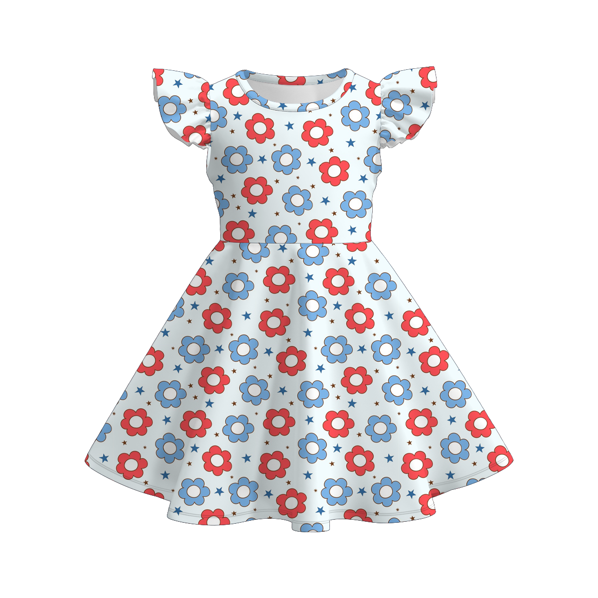 (Pre Order)Patriotic Print Ruffles Dress