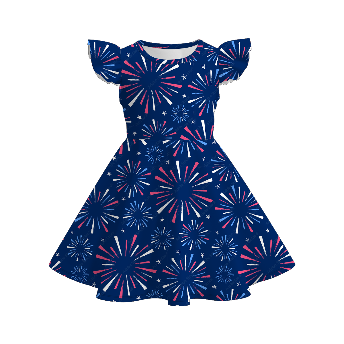 (Pre Order)Patriotic Print Ruffles Dress