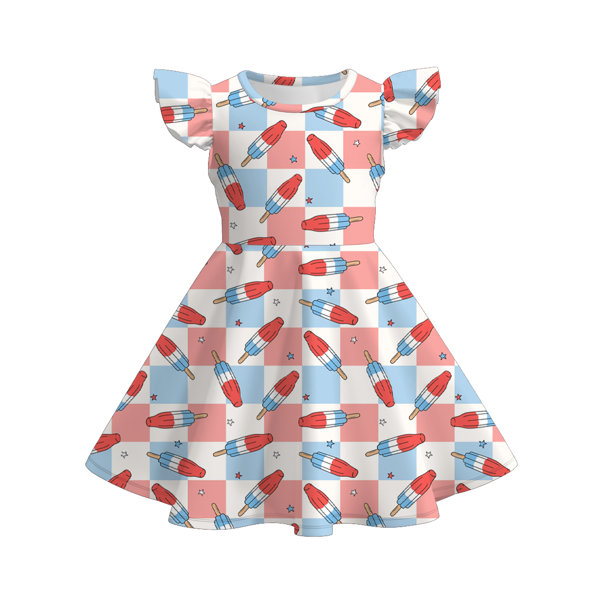 (Pre Order)Patriotic Print Ruffles Dress