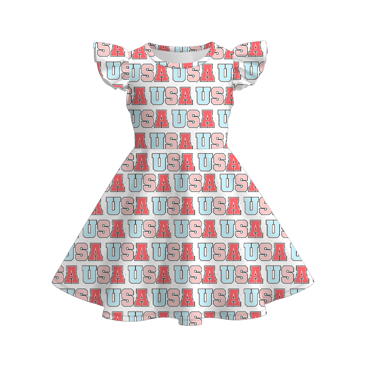 (Pre Order)Patriotic Print Ruffles Dress