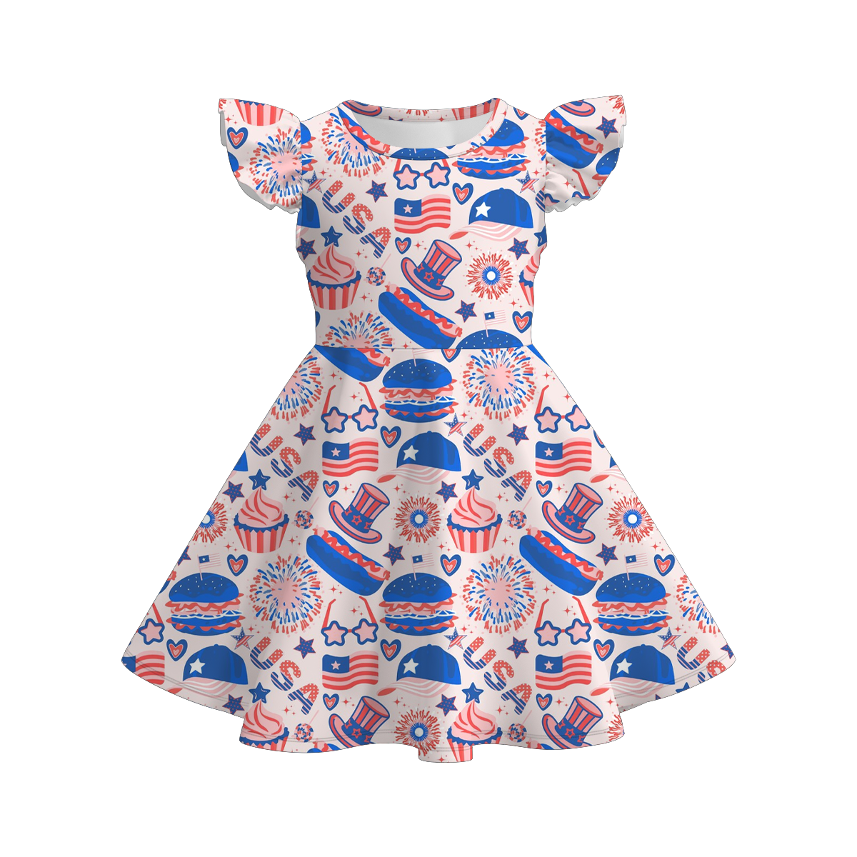 (Pre Order)Patriotic Print Ruffles Dress