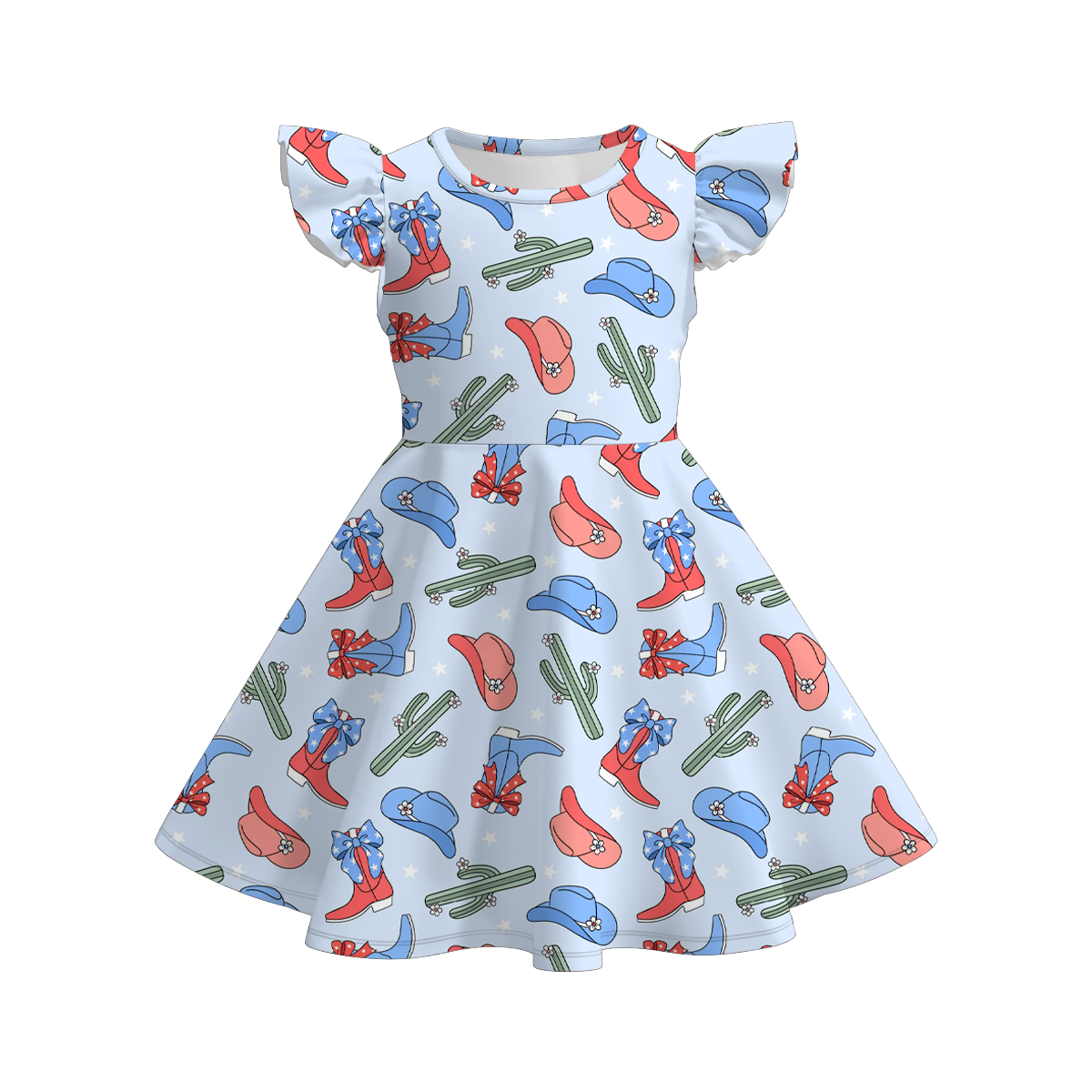 (Pre Order)Patriotic Print Ruffles Dress