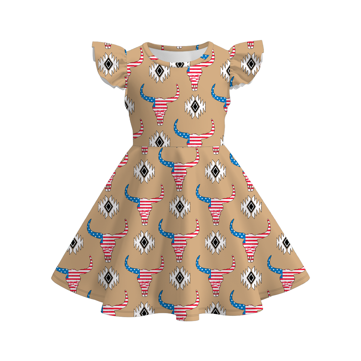 (Pre Order)Patriotic Print Ruffles Dress