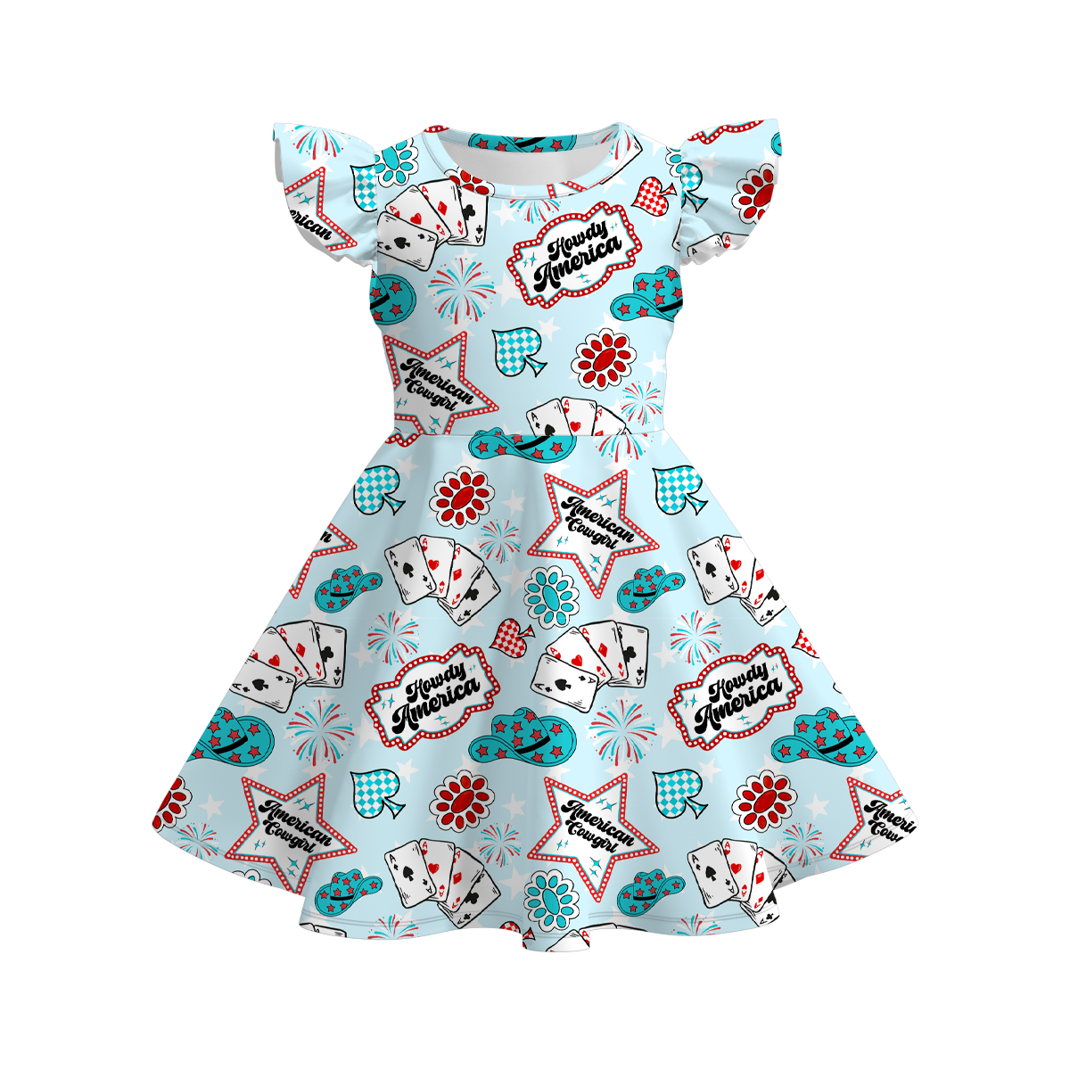 (Pre Order)Patriotic Print Ruffles Dress