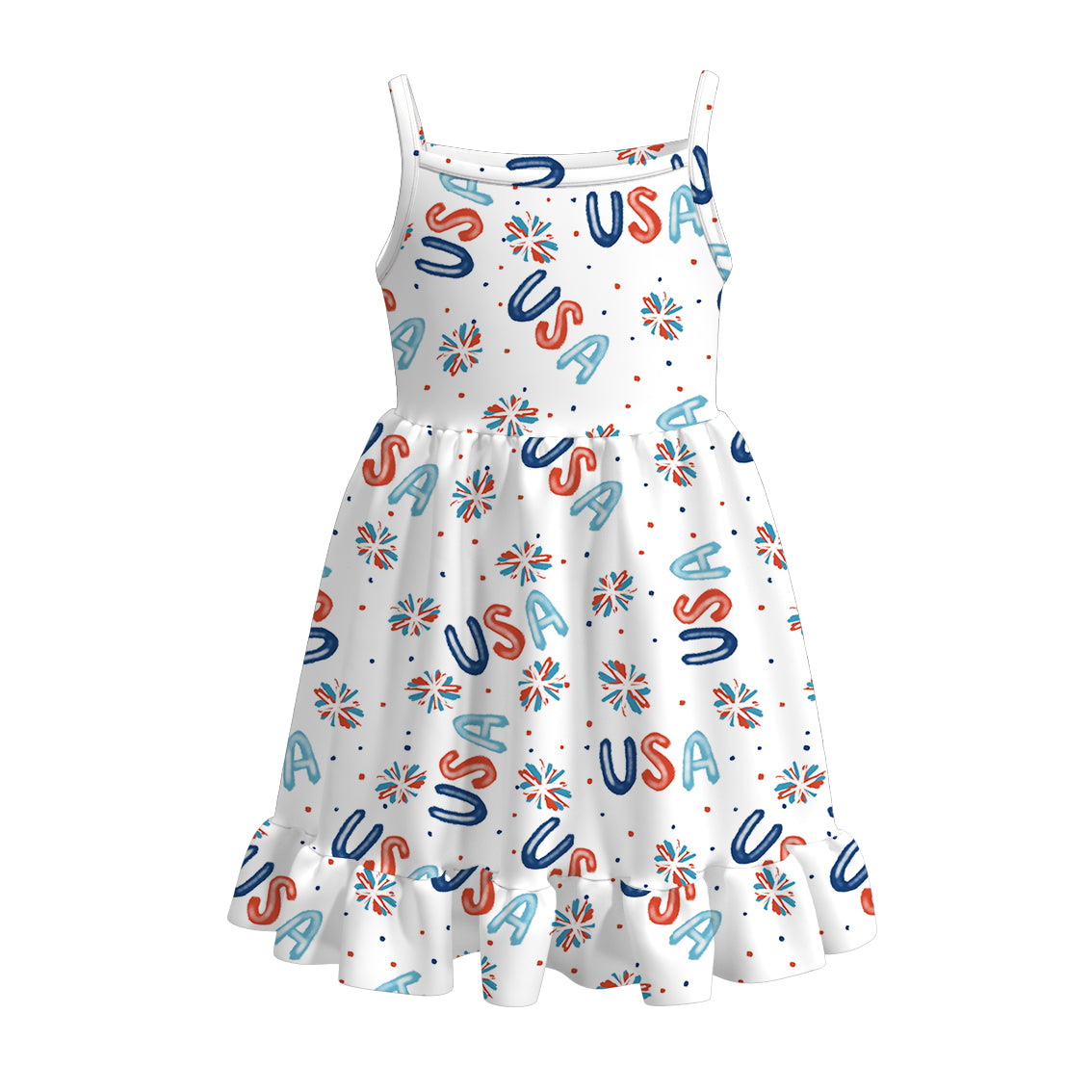 (Pre Order)Patriotic Print Strap Dress