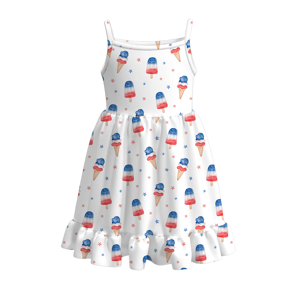 (Pre Order)Patriotic Print Strap Dress