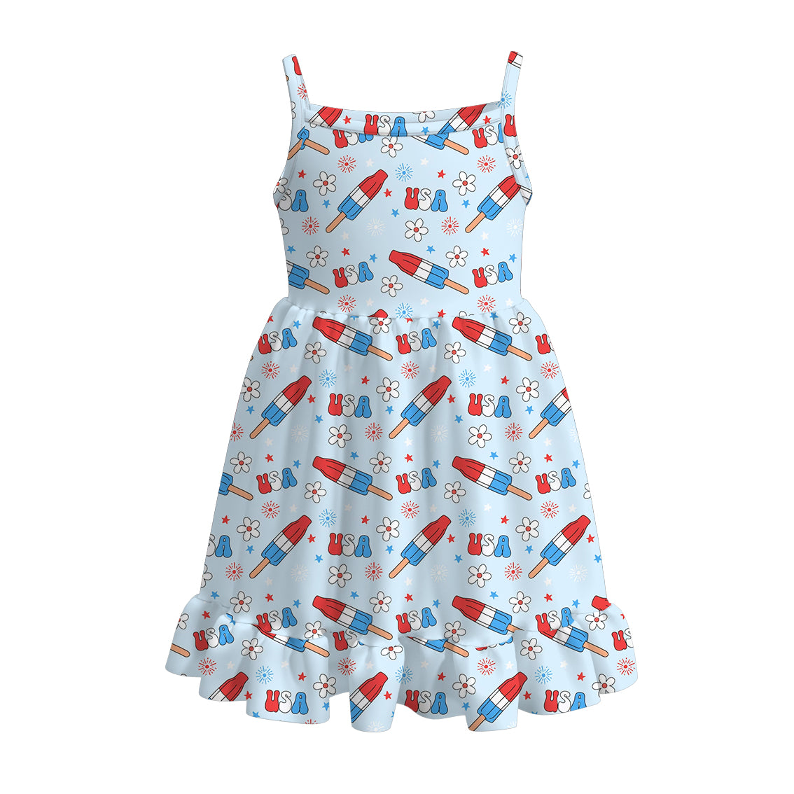 (Pre Order)Patriotic Print Strap Dress