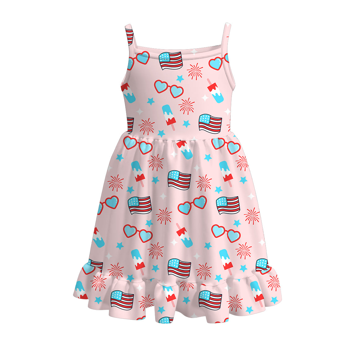 (Pre Order)Patriotic Print Strap Dress