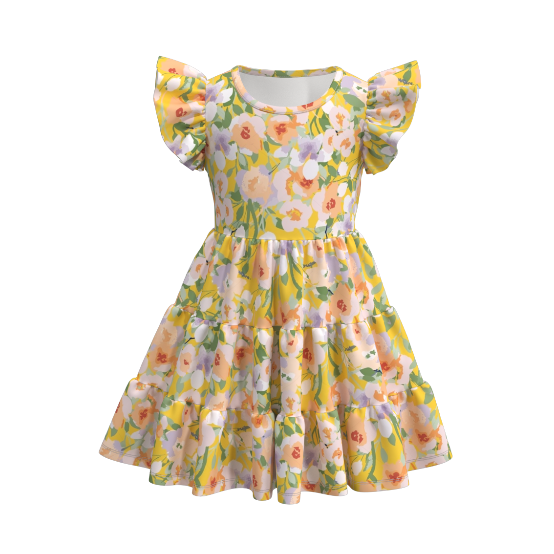 (Pre Order)Summer Flower Print Mommy and Me Ruffled Dress