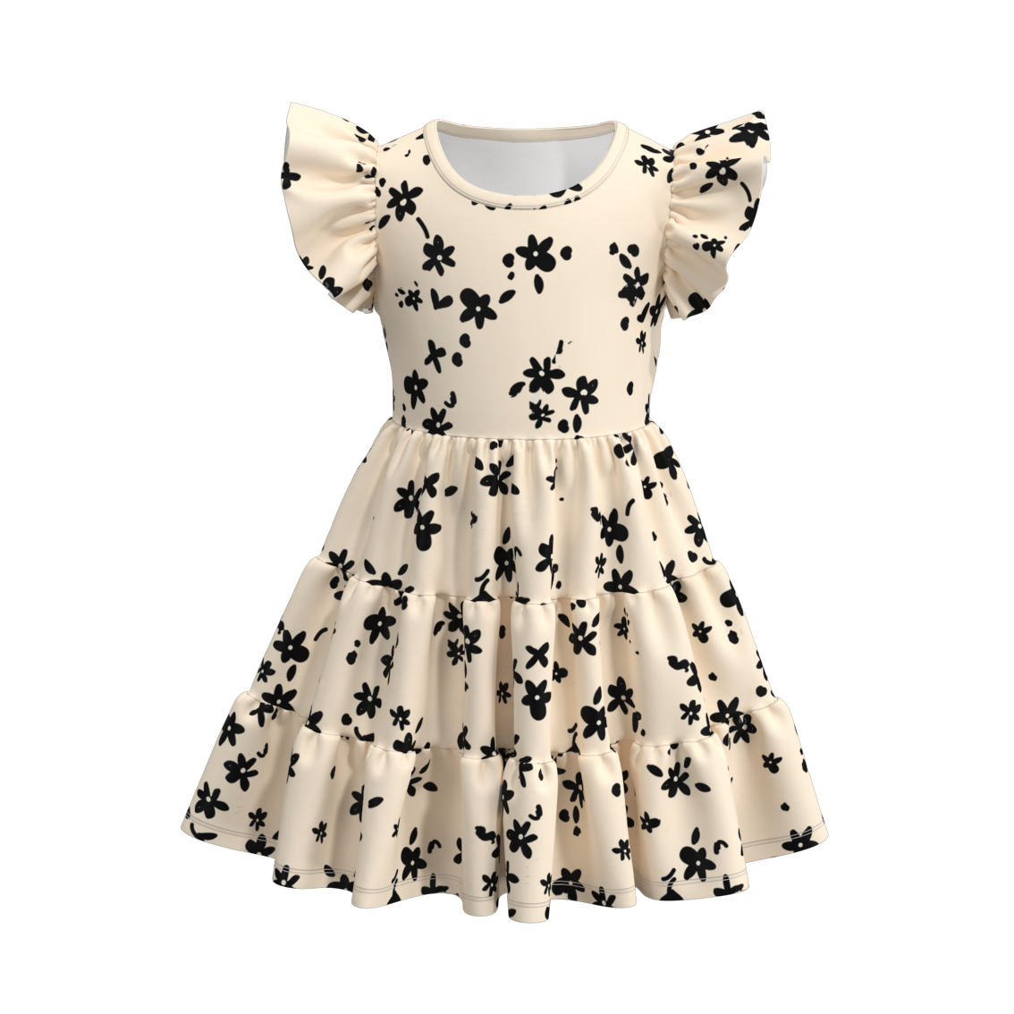 (Pre Order)Summer Flower Print Mommy and Me Ruffled Dress