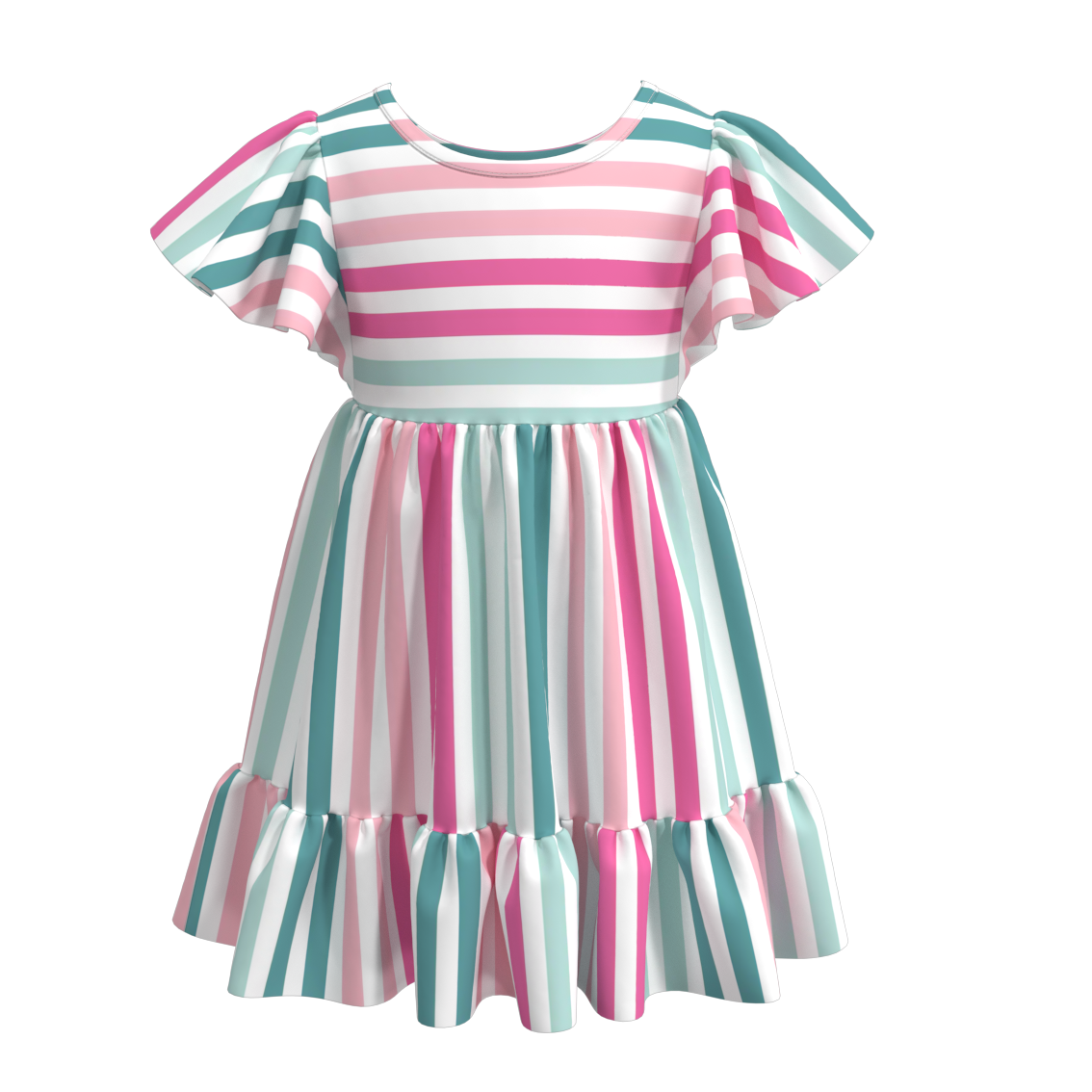 (Pre Order)Summer Flower Stripes Mommy and Me Dress