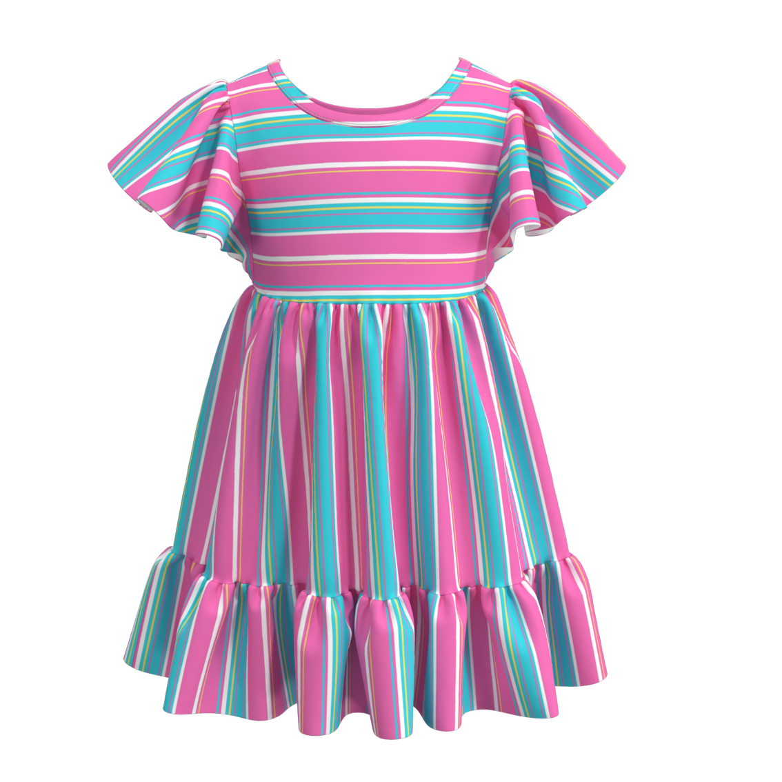 (Pre Order)Summer Floral Stripes Mommy and Me Dress
