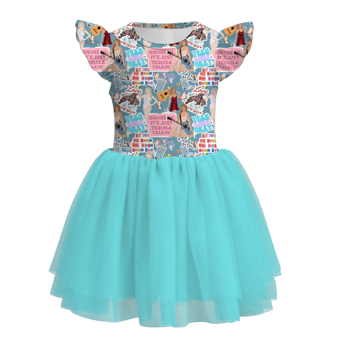 (Pre Order)Girls Summer TS Print Tutu Tulle Dress